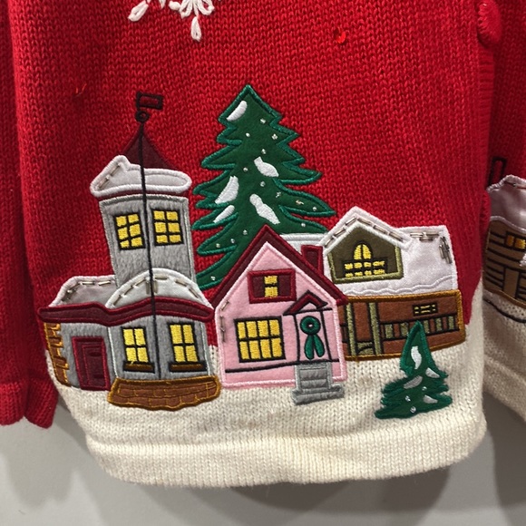 Christmas Red Ugly Christmas Cardigan Sweater Buttoned size XL - Picture 2 of 15